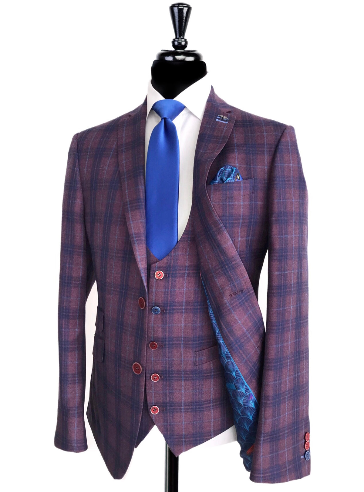 Lavender Checkered Three Piece Suit