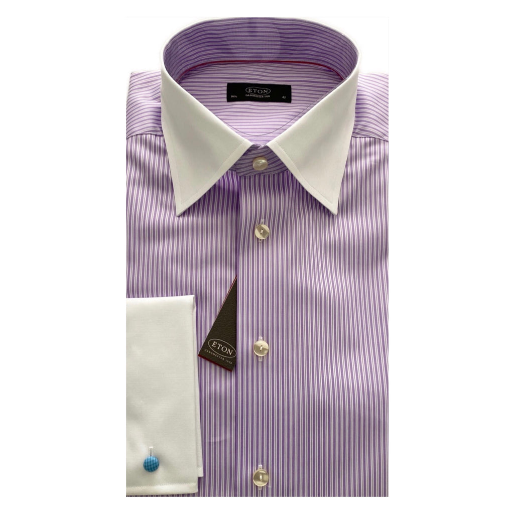 ETON Lilac/White Stripe Regular Fit Shirt