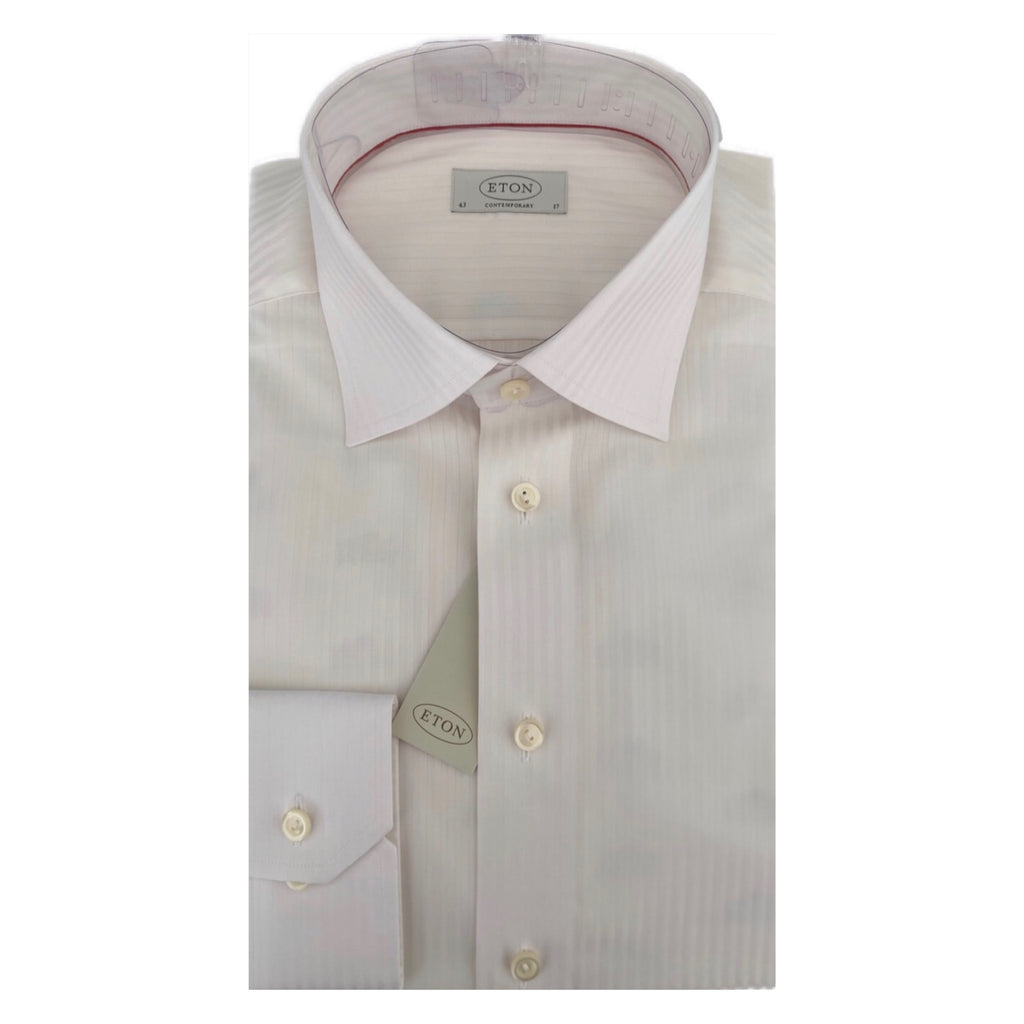 ETON Cream Self Stripe Contemporary Fit Shirt