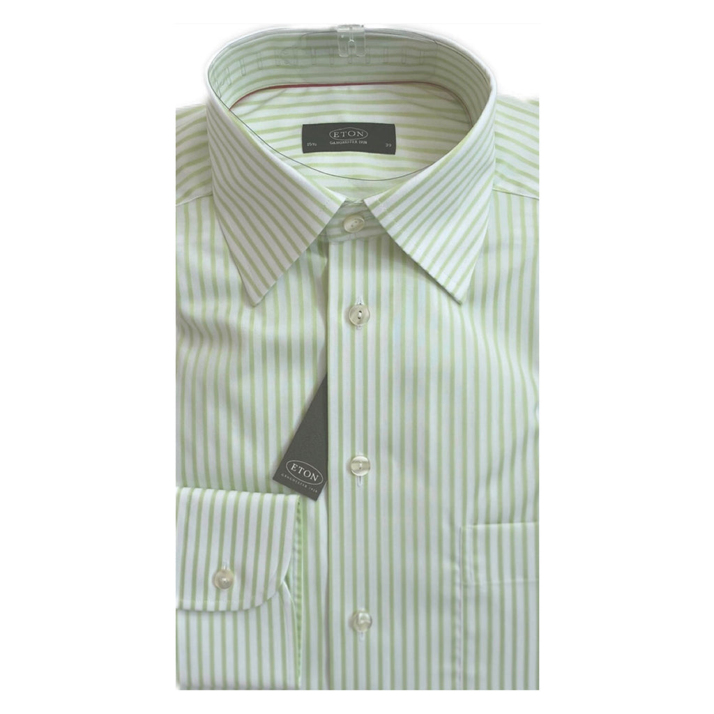 ETON White/Green Regular Fit Shirt