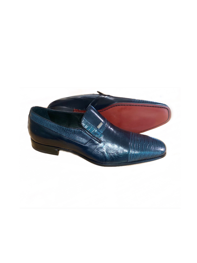 JACK MICHAEL Navy Printed Leather Shoe