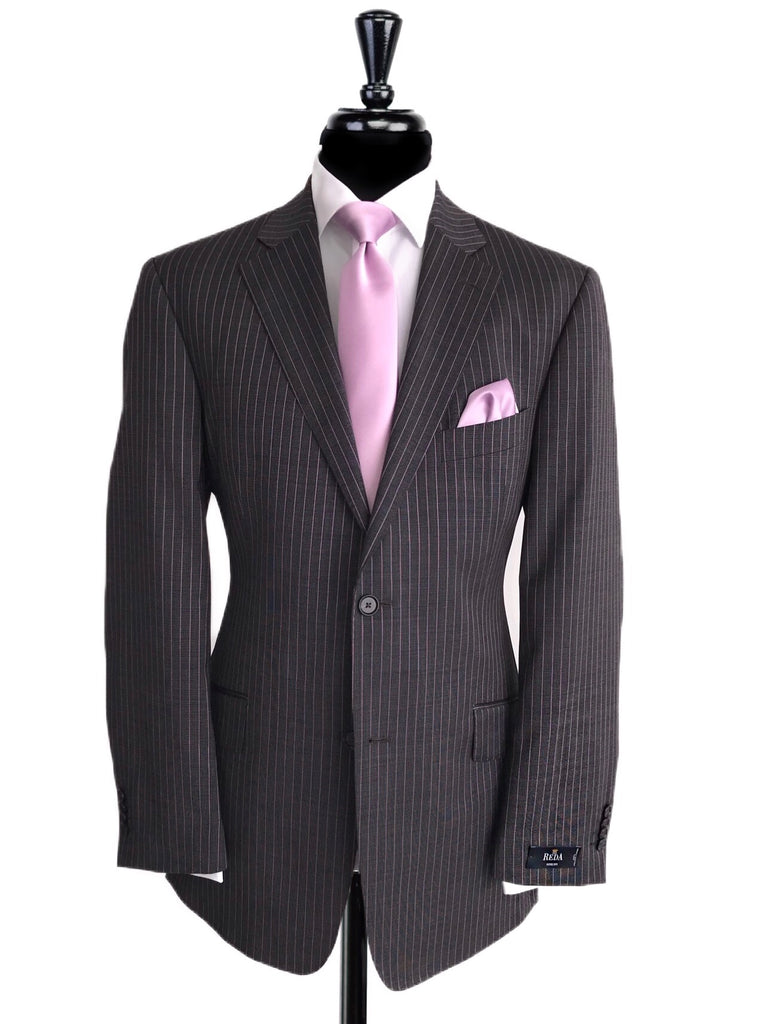 REDA Grey/Pink Pin Stripe 2 Piece Suit