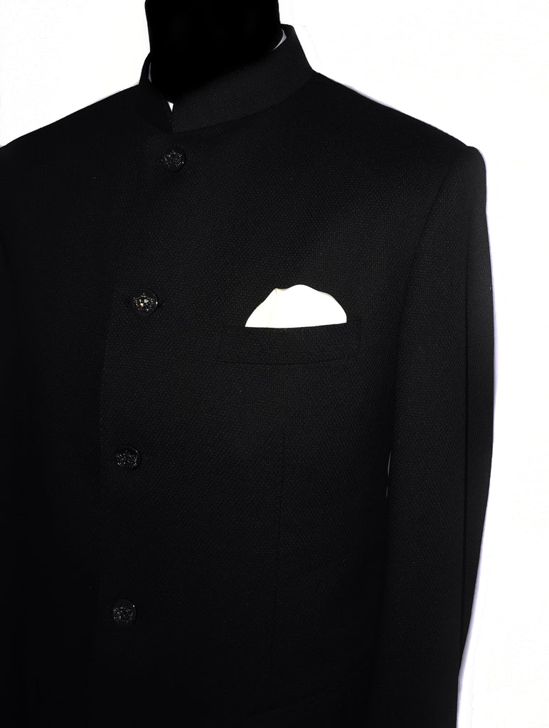 Black Fine Dot Texture Nehru Jacket