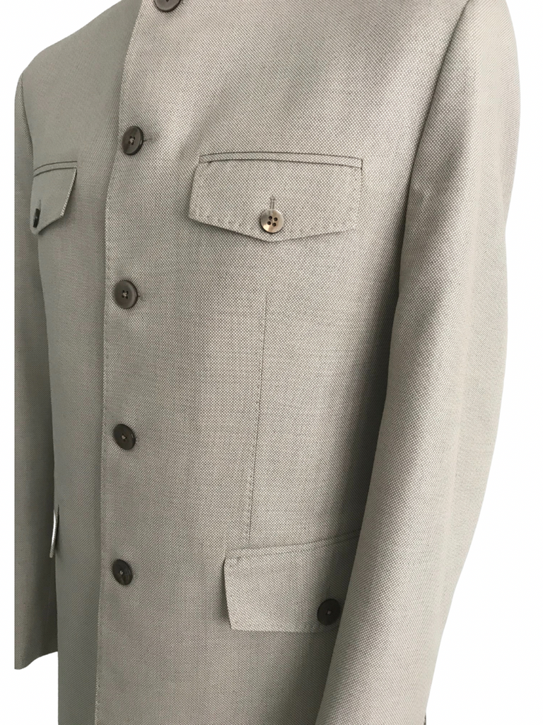 Beige Fine Dot Texture Safari Style Nehru Jacket