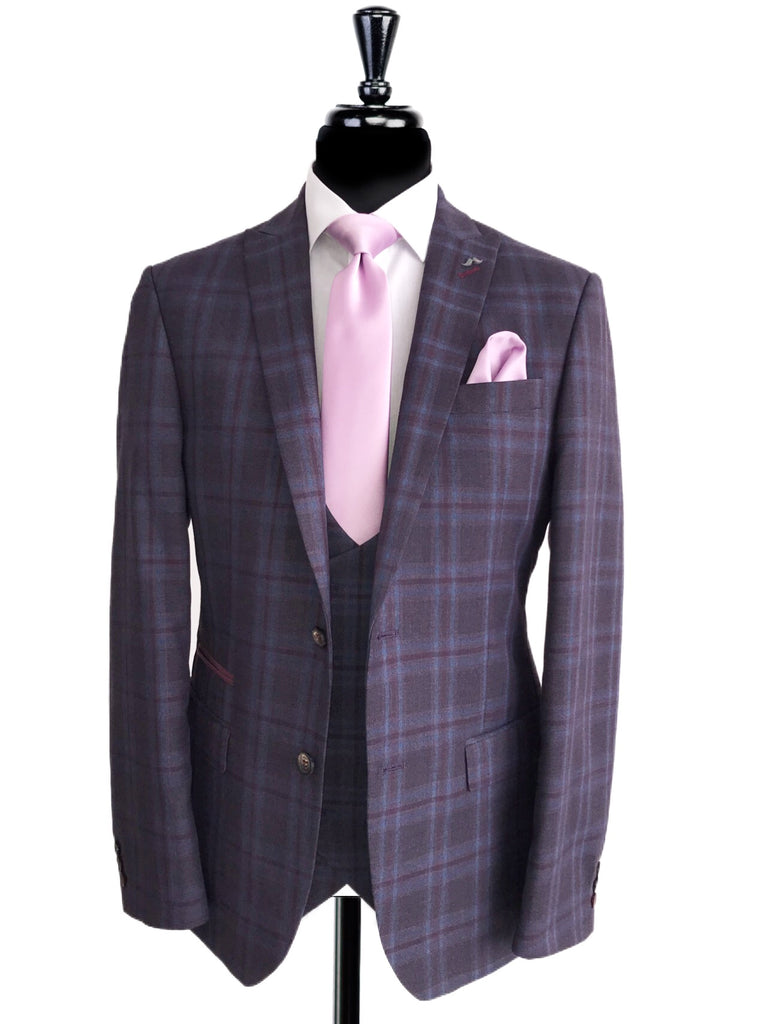 ANTIQUE ROGUE Scott Purple Check 3 Piece Suit