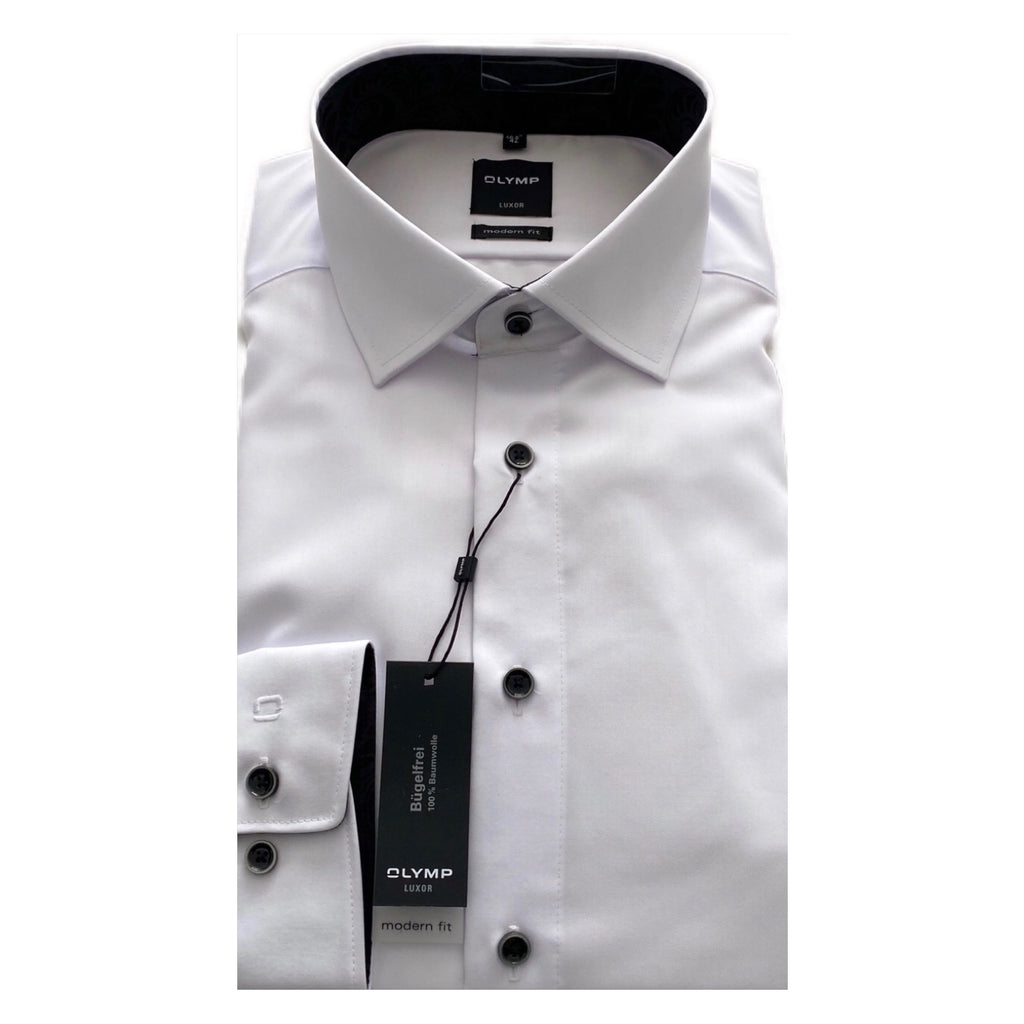 OLYMP White Satin Look Modern Fit Shirt