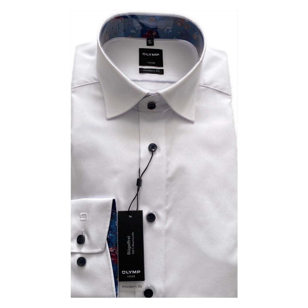 OLYMP Plain White Modern Fit Shirt