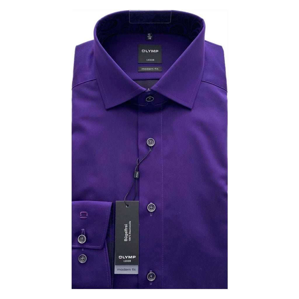 OLYMP Purple Satin Look Modern Fit Shirt