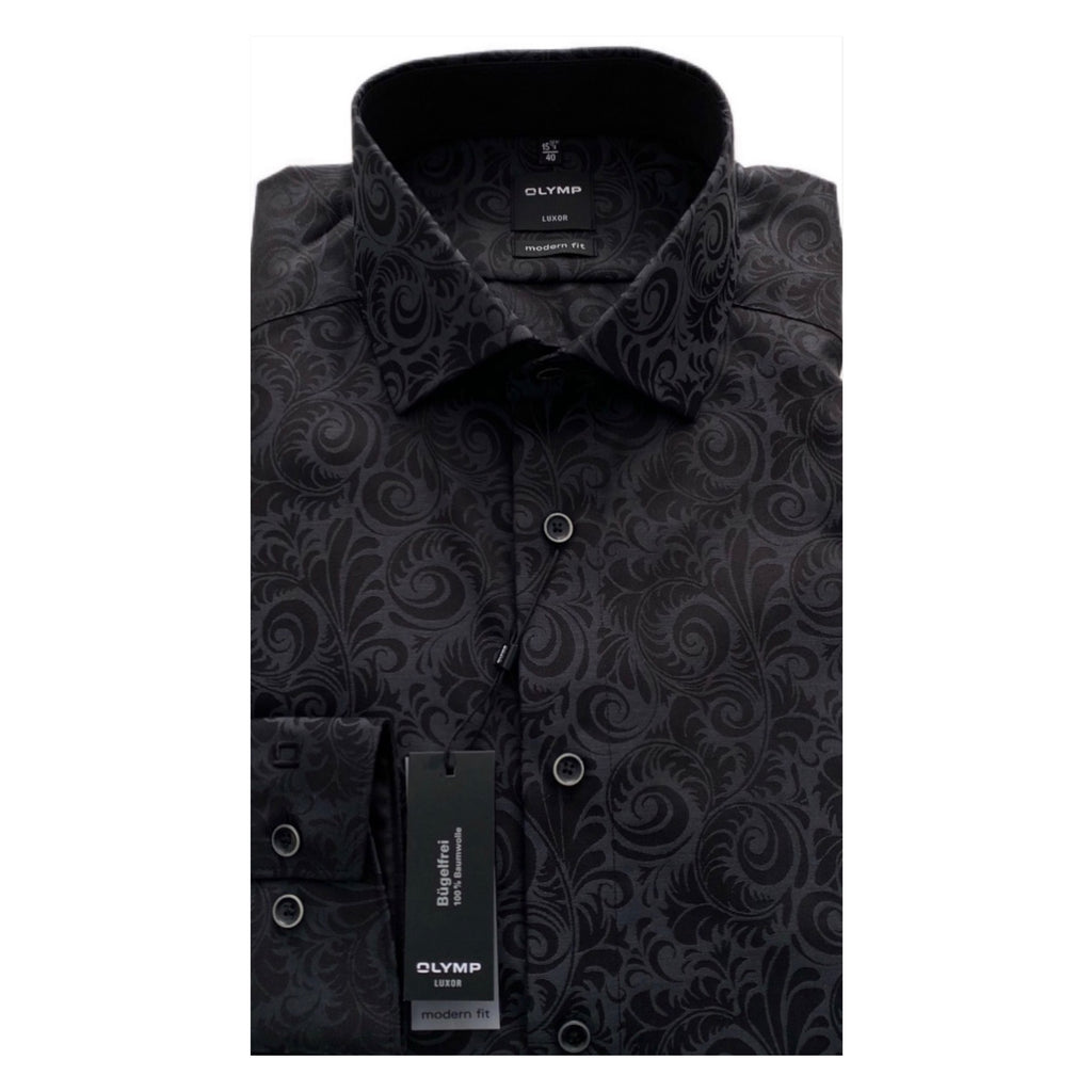 OLYMP Black Jacquard Modern Fit Shirt