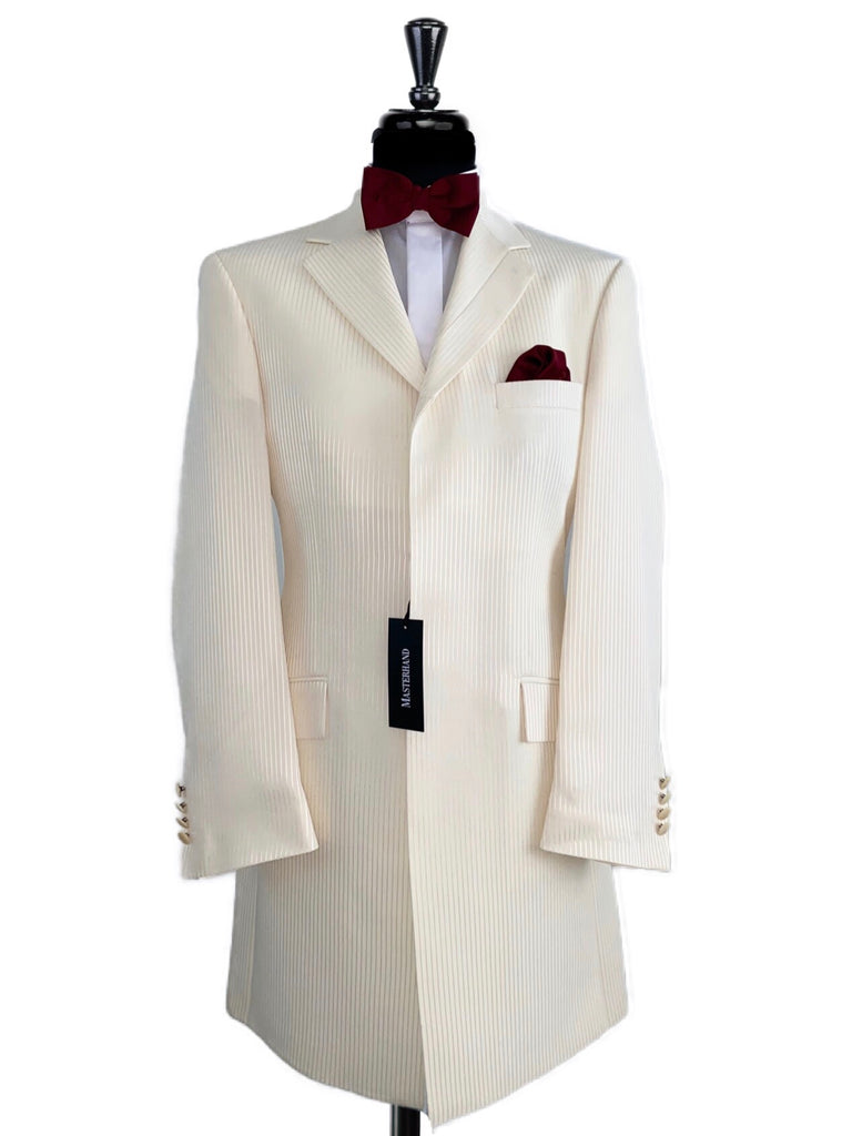 MASTERHAND Ivory Fine Stripe ¾ Length 2 Piece Suit