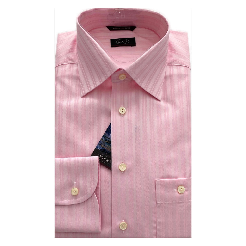 ETON Pink Shine Self Stripe Regular Fit Shirt