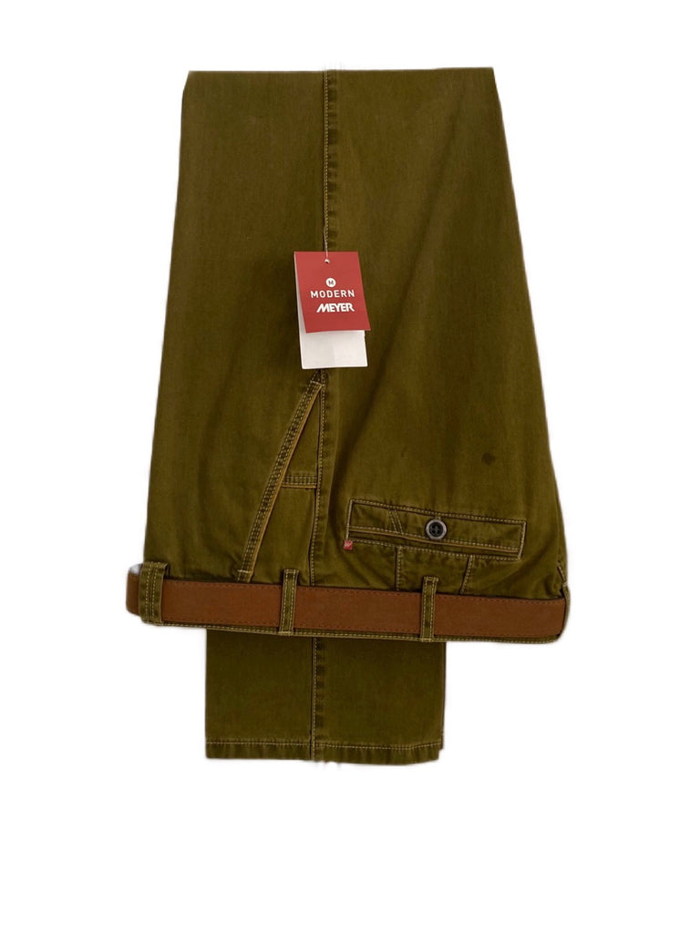 MEYER New York Olive Green Tapered Trousers