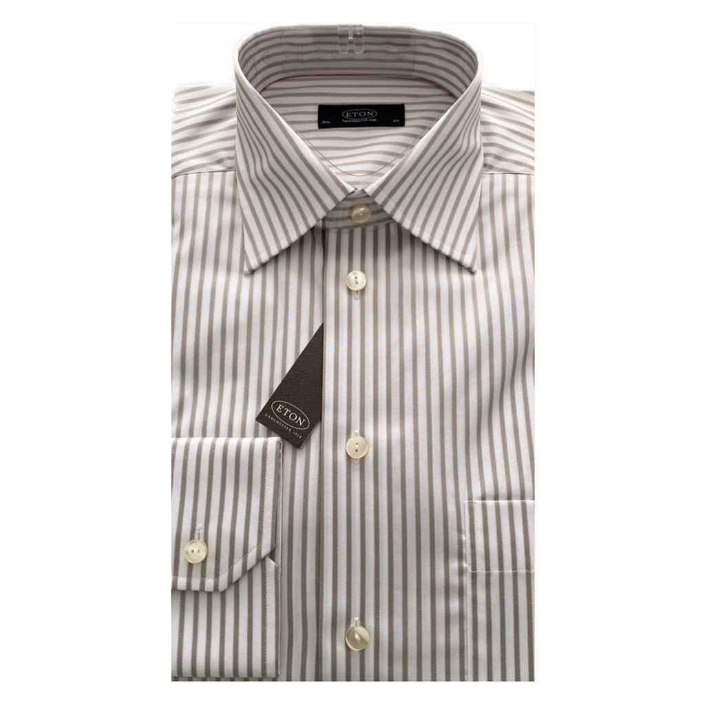 ETON White/Grey Pin Stripe Contemporary Fit Shirt