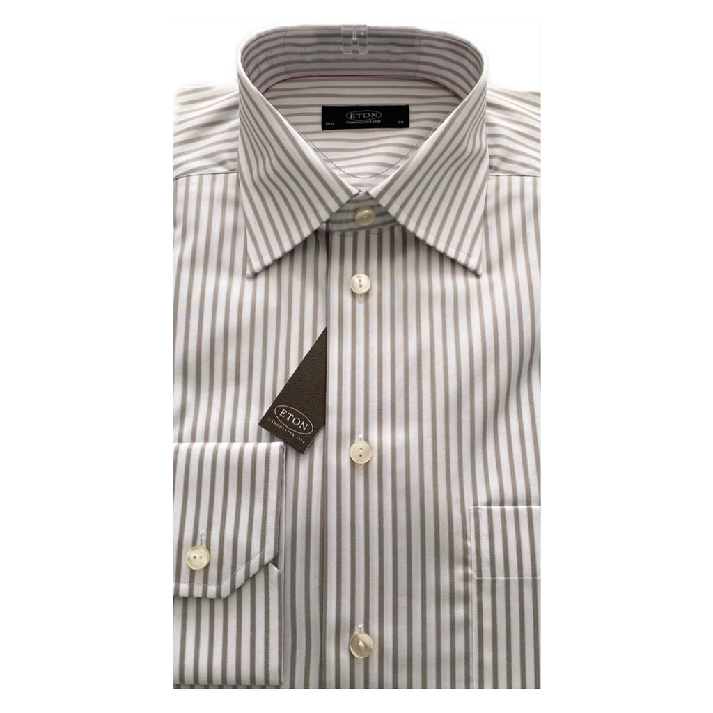 ETON White/Grey Pin Stripe Contemporary Fit Shirt | Jack Michael Menswear ETON White/Grey Pin Stripe Contemporary Fit Shirt | Jack Michael Menswear