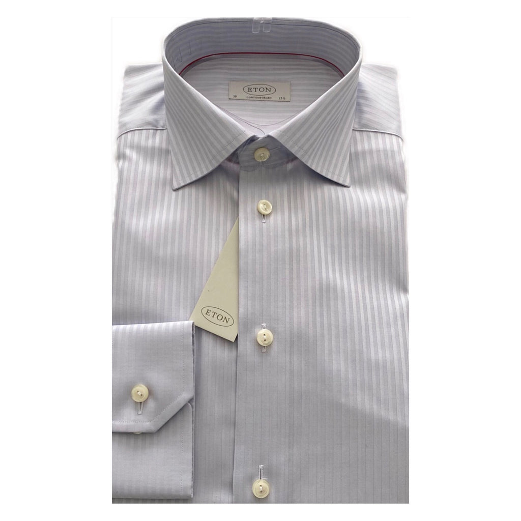 ETON Silver Self Stripe Contemporary Fit Shirt