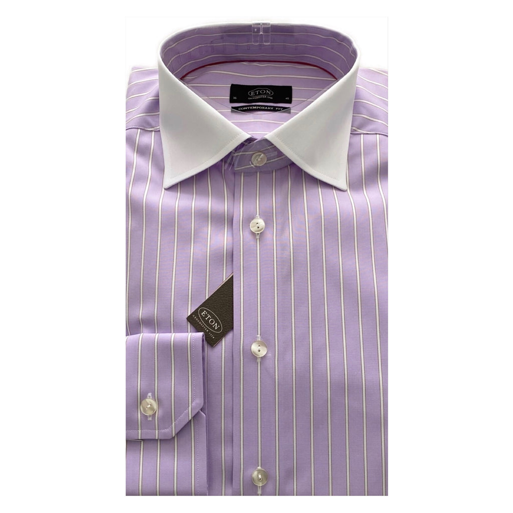 ETON Lilac/White Stripe Contemporary Fit Shirt