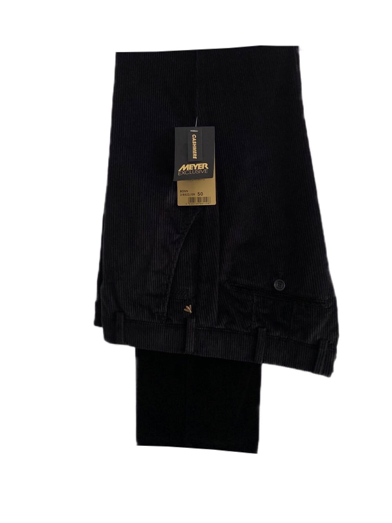 MEYER Bonn Black Tapered Corduroy Trousers