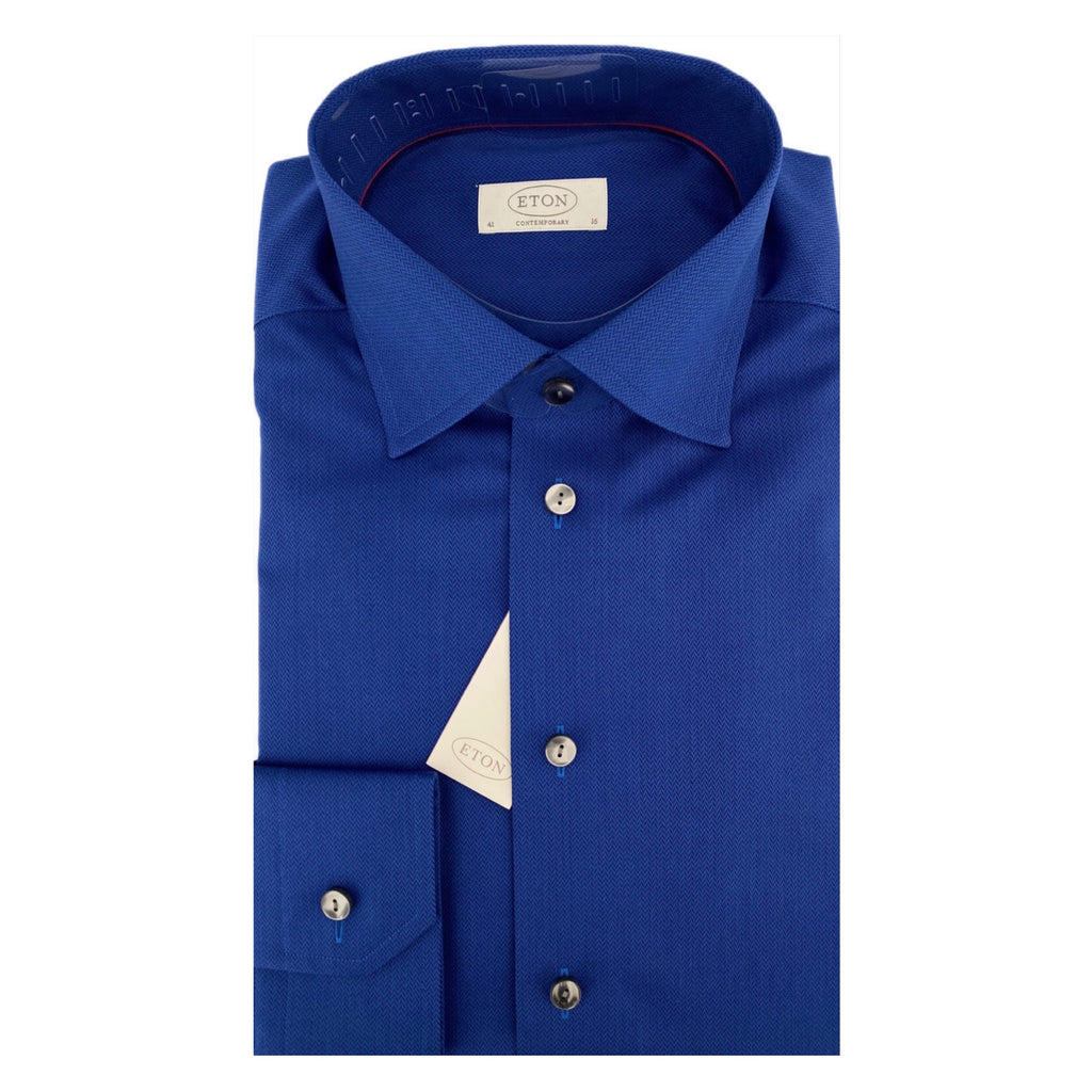 ETON Royal Blue Fine Weave Contemporary Fit Shirt