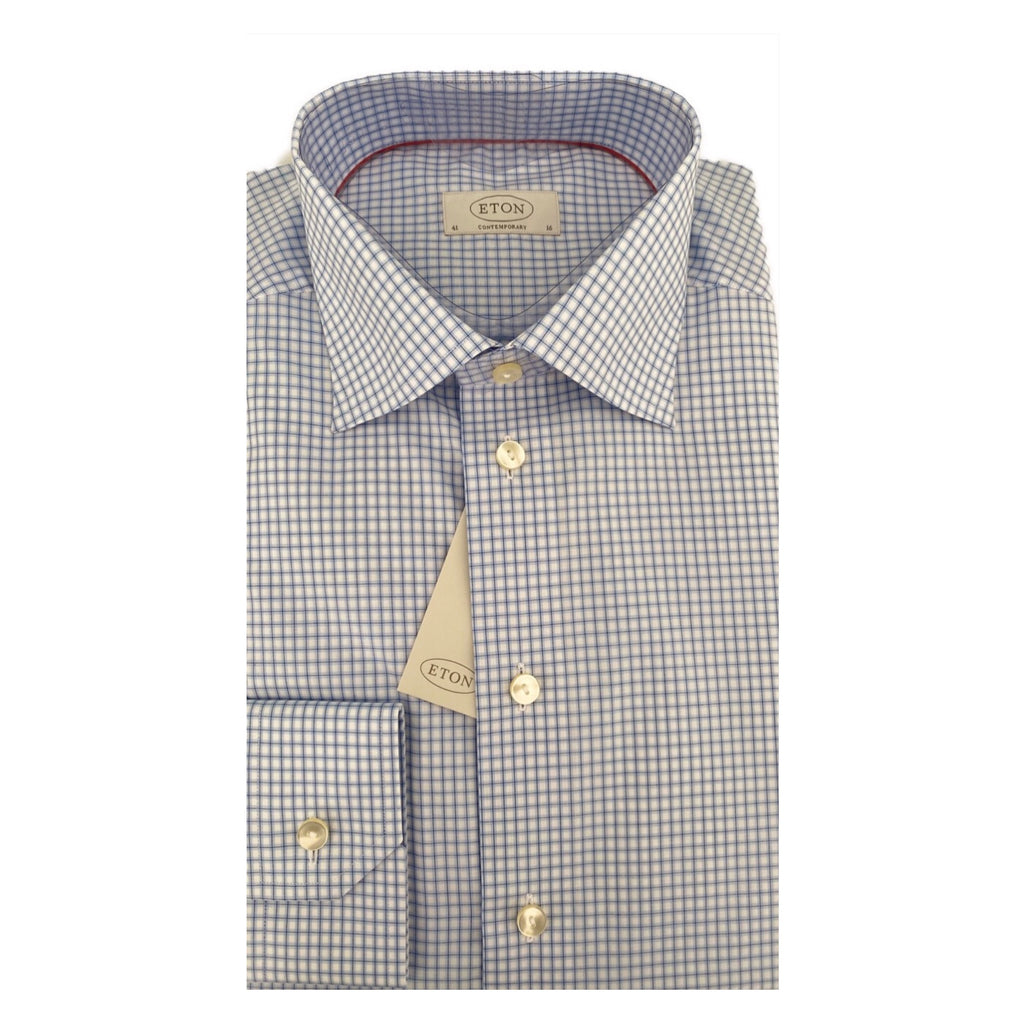 ETON Blue/White Check Contemporary Fit Shirt