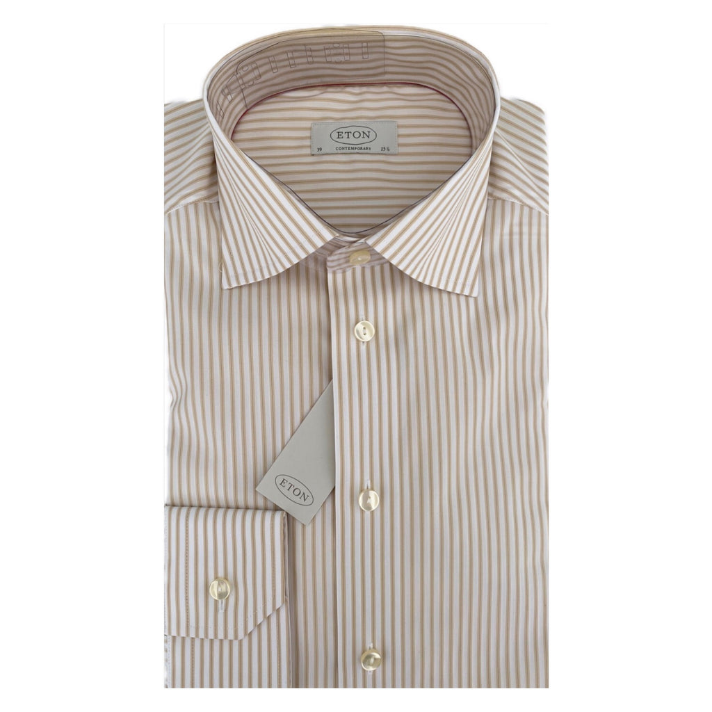 ETON Cream/Tan Stripe Contemporary Fit Shirt