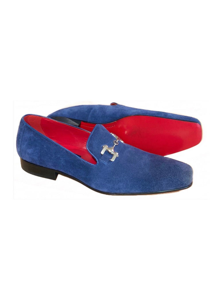 JACK MICHAEL Blue Suede with Metal Band Shoe